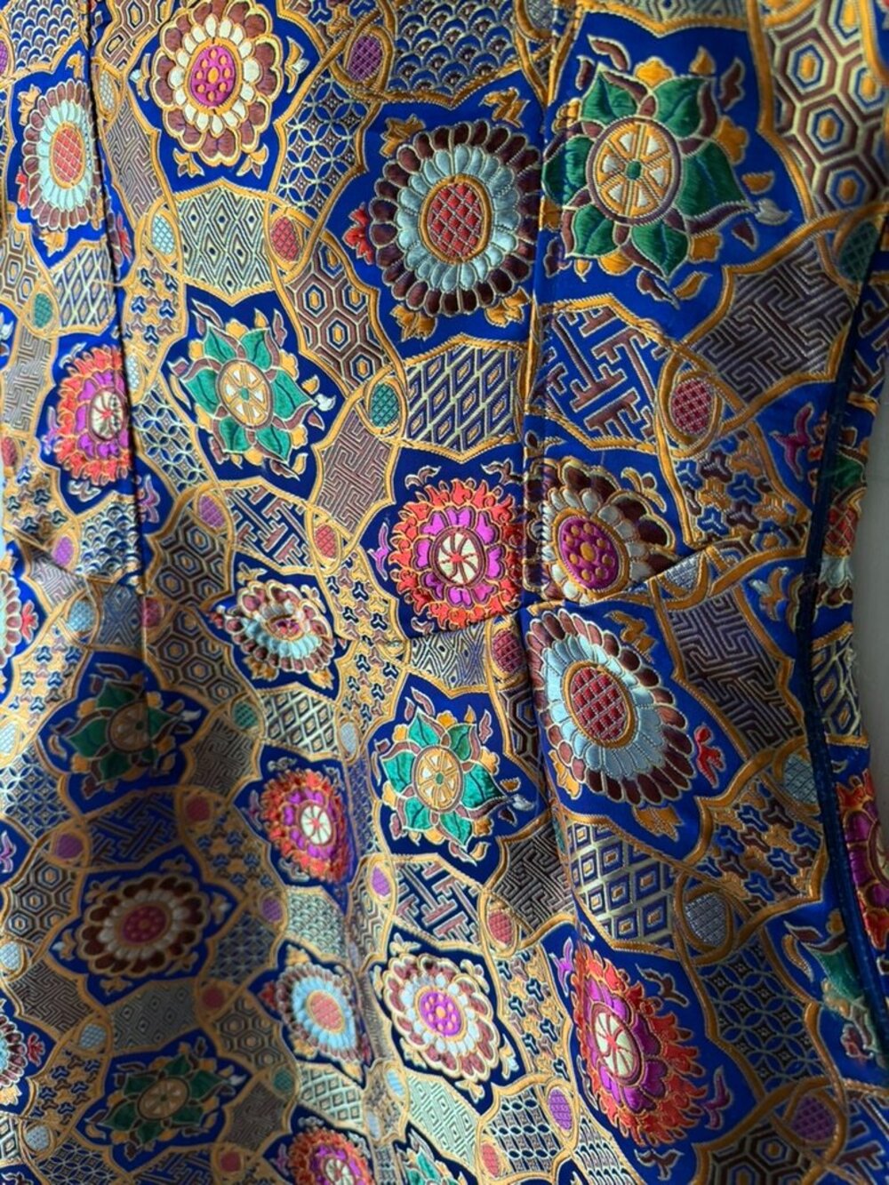 PrettyLittleThing Multi Jacquard Oriental Square Neck Bodycon Dress Size 6 - Picture 2 of 4